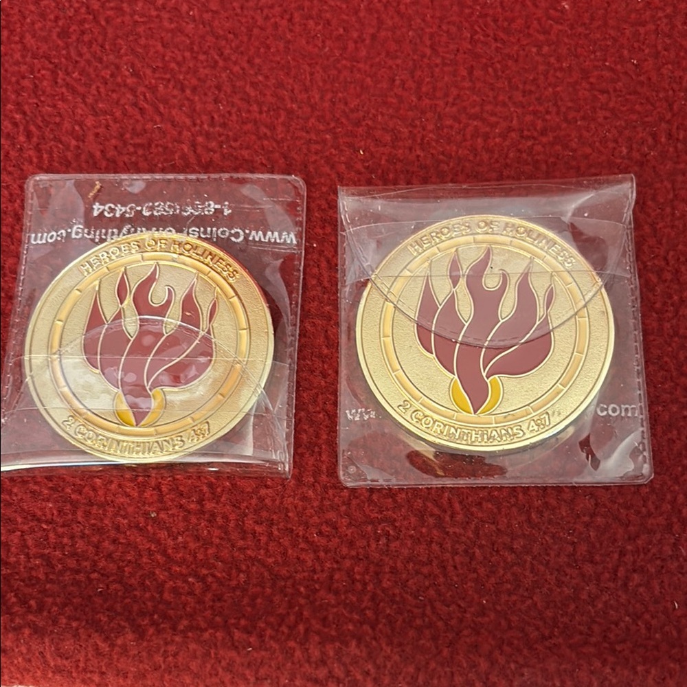 Gold and Red Heroes of Faith Coins by the Salvation Army
